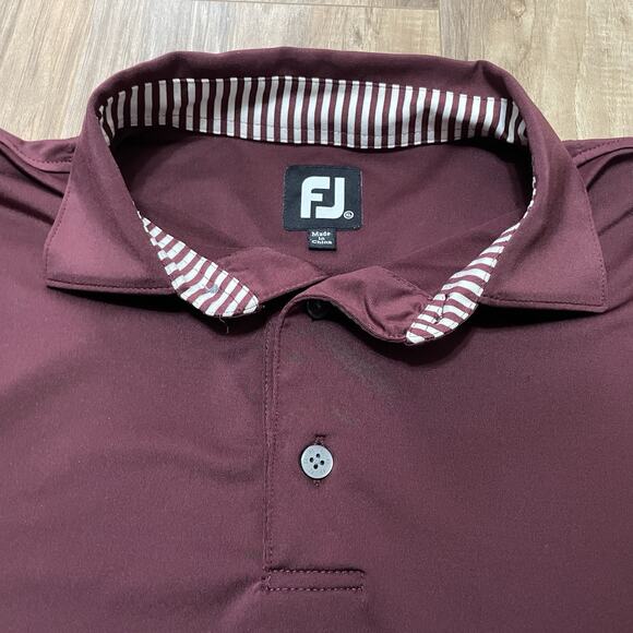 FootJoy FJ Golf Polo Shirt Mens XL Stretch Performance Solid Burgundy Active - Picture 6 of 11